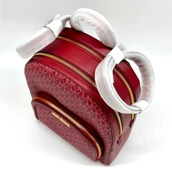 Michael Kors Jaycee Medium Signature Logo Backpack Cherry - Picture 7 of 12